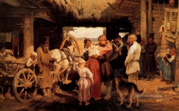 イリヤ・レーピン Painting - 新兵を見送る 1879年 イリヤ・レーピン